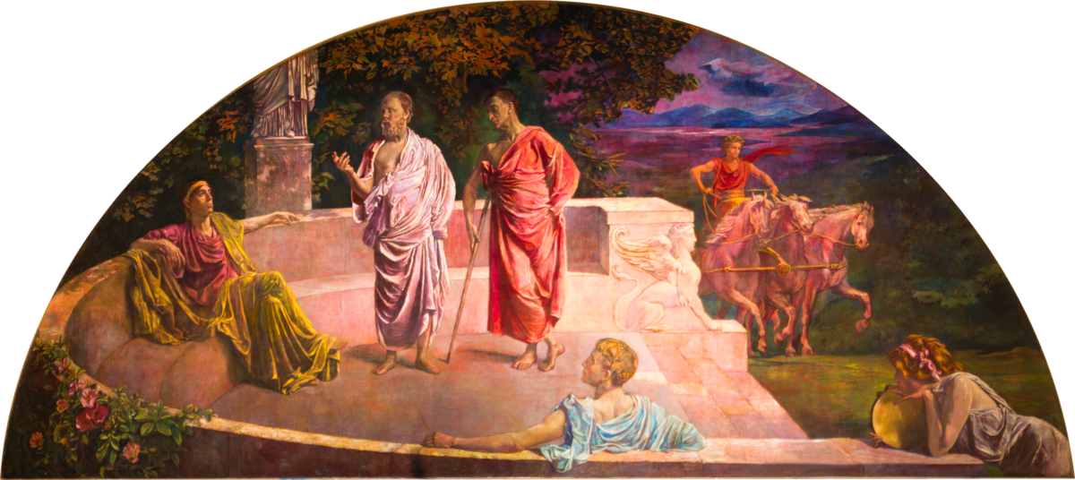 Platon și elevii discută relația individului cu statul – John La Farge (1905) – locație: Curtea Supremă din Minneapolis