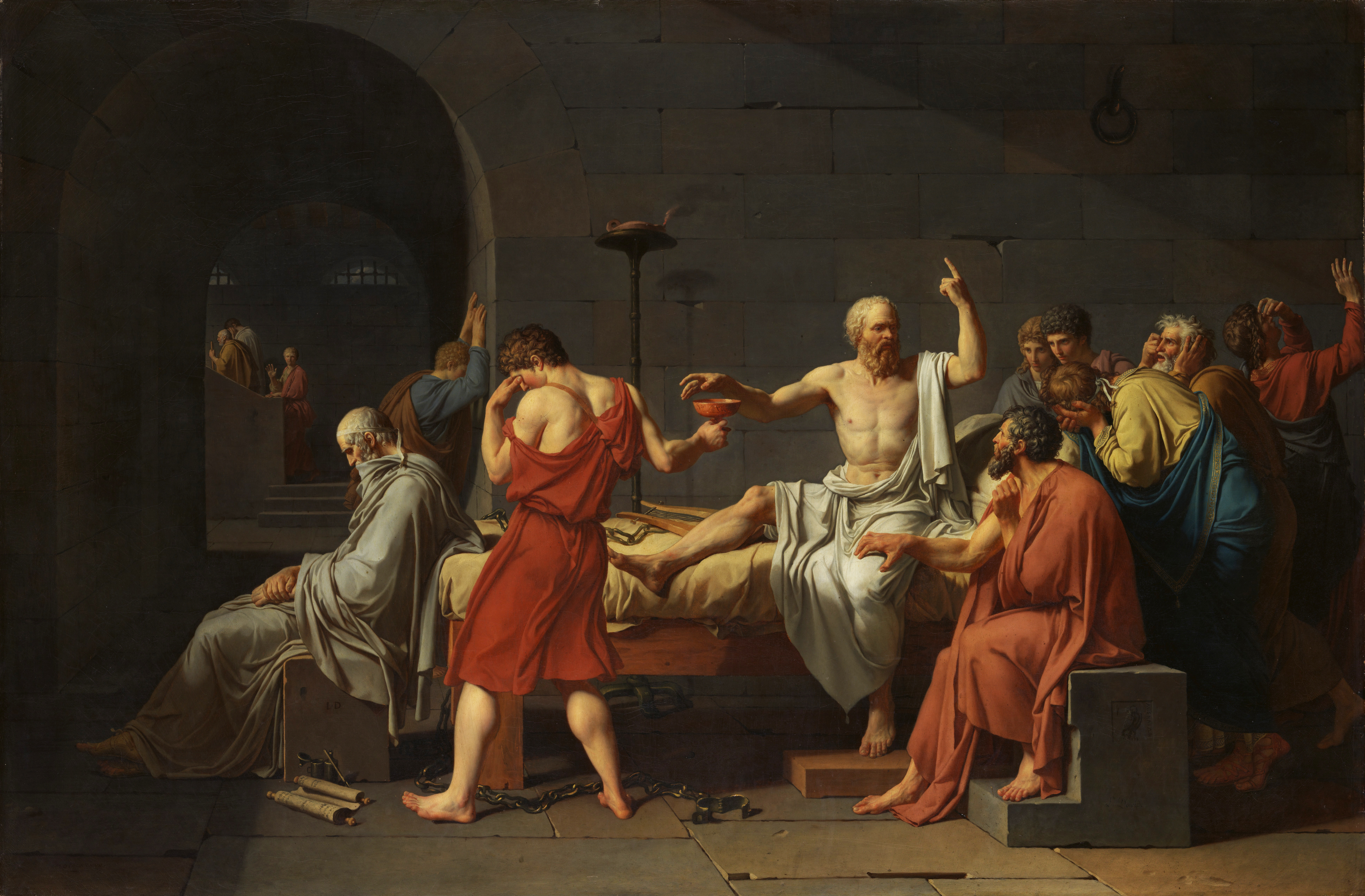 Moartea lui Socrate în viziunea lui Jacques Louis David (via wikimedia)